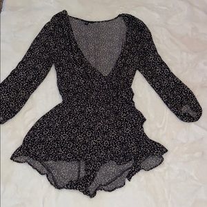 Black floral romper